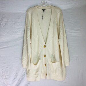 NEW Talbots Women's Plus 2X Ivory Knit Cardigan Sweater Merino Wool Blend NWT
